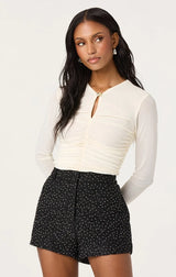 YASMINE MESH RUCHED TOP