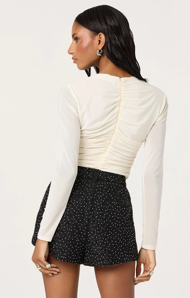 YASMINE MESH RUCHED TOP
