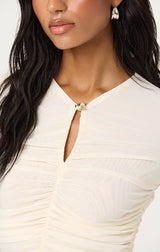 YASMINE MESH RUCHED TOP