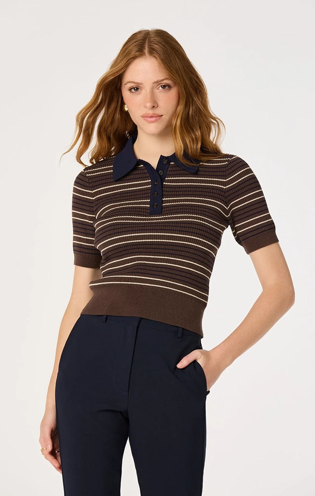 Iris Striped Polo Sweater