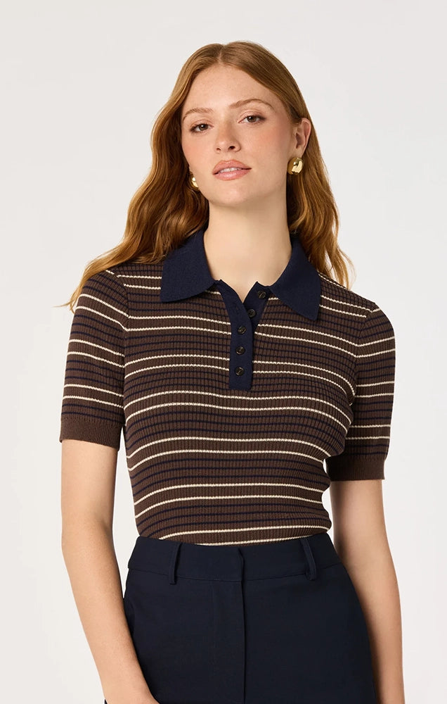 Iris Striped Polo Sweater