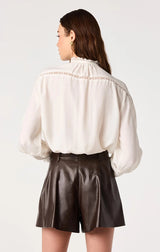 Edith Eyelet Lace-Trim Blouse