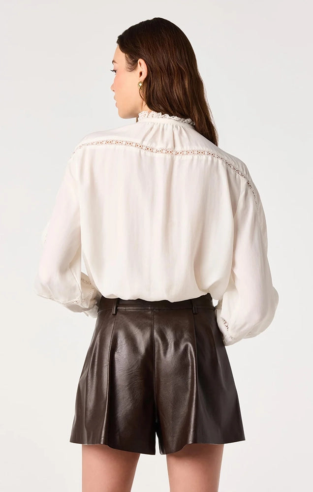 Edith Eyelet Lace-Trim Blouse