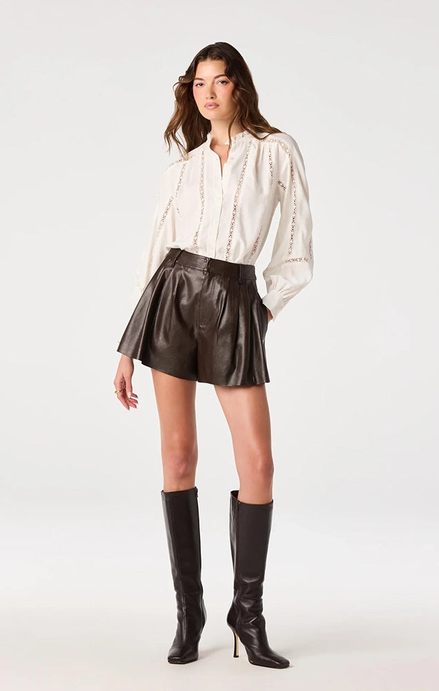 Edith Eyelet Lace-Trim Blouse
