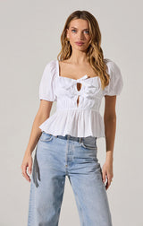 DARLENE BOW FRONT PEPLUM TOP