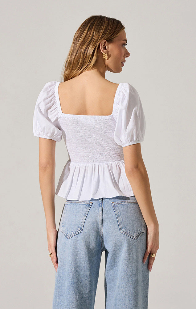 DARLENE BOW FRONT PEPLUM TOP