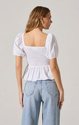 DARLENE BOW FRONT PEPLUM TOP