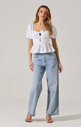 DARLENE BOW FRONT PEPLUM TOP