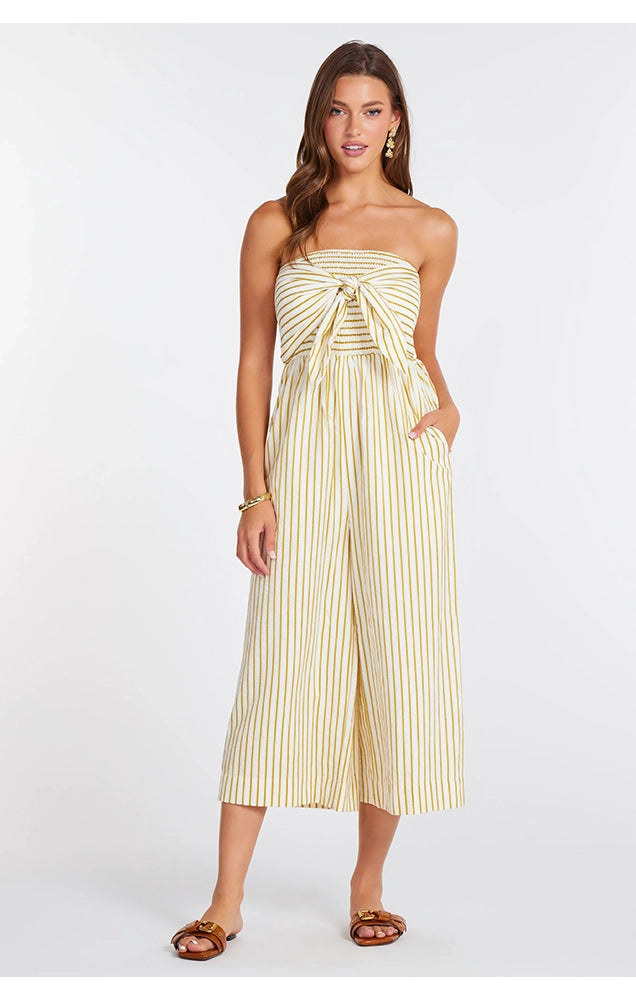 ELVA STRIPE JUMPSUIT IN CITRON STRIPE