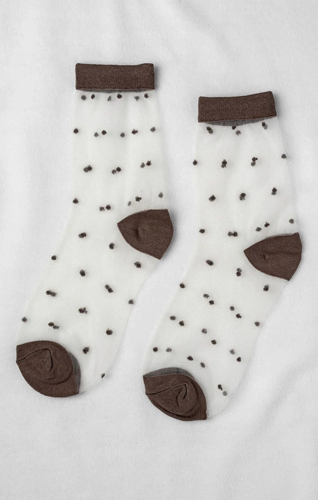 SHEER DOTS SOCKS IN COCOA