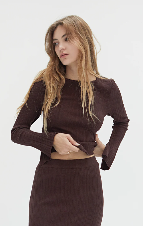 CRESCENT DREA RIBBED KNIT TOP