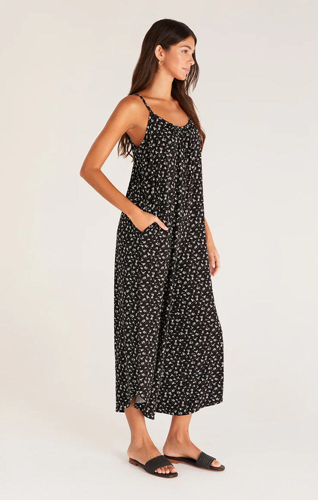 Z SUPPLY DITSY FLORAL FLARED JUMPSUIT