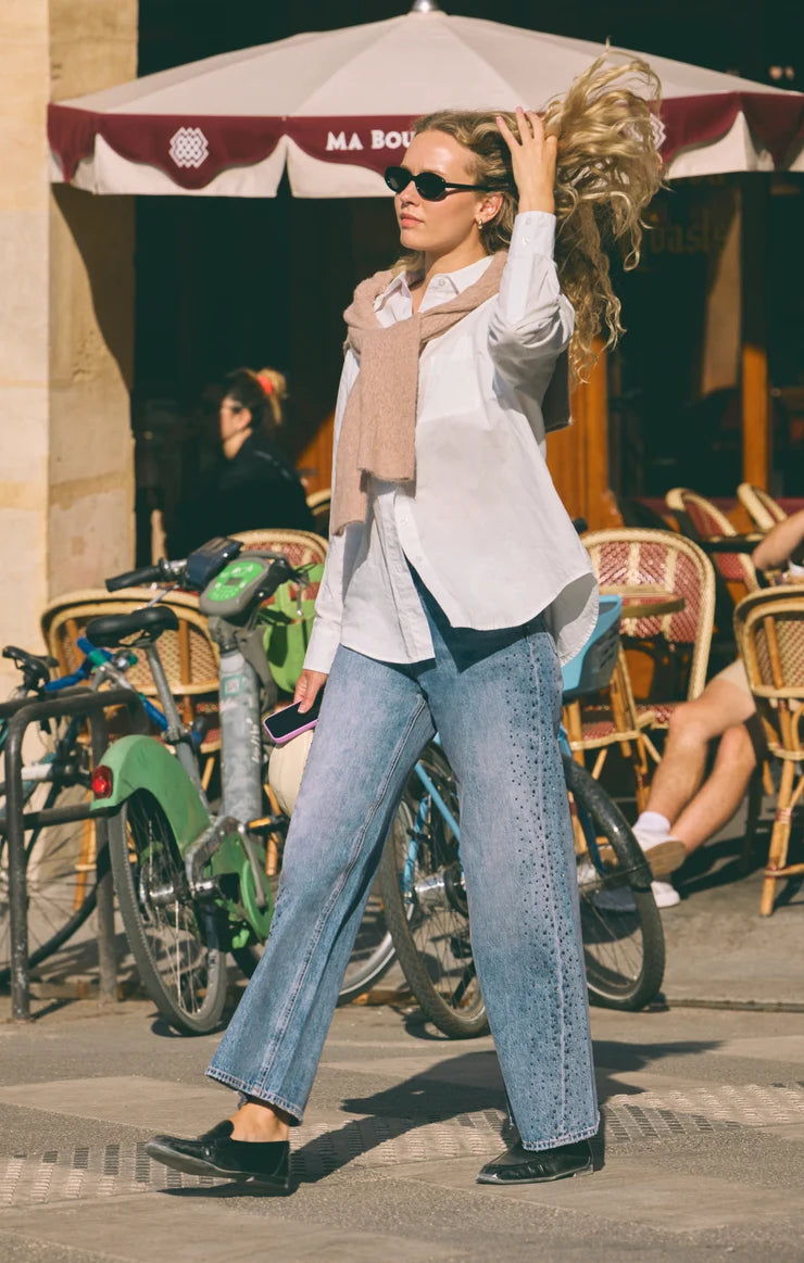 The Head Turner High-Rise Wide Denim in Glimmer