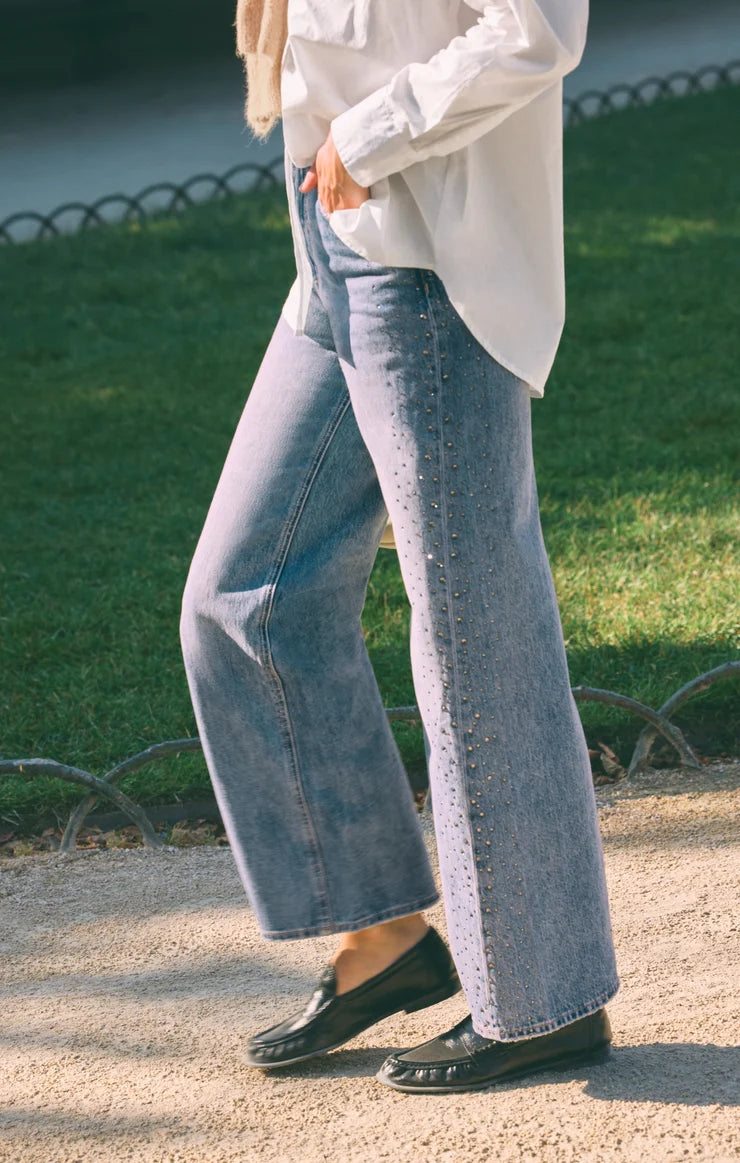 The Head Turner High-Rise Wide Denim in Glimmer