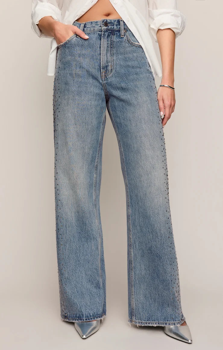 The Head Turner High-Rise Wide Denim in Glimmer