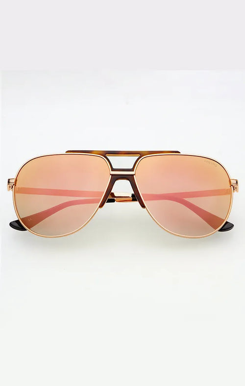 FREYRS LOGAN SUNGLASSES IN GOLD / PINK MIRROR