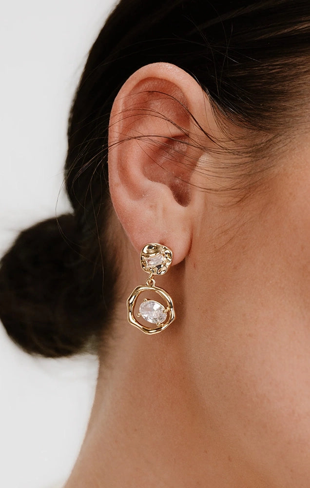 Organic Shape Crystal Earrings