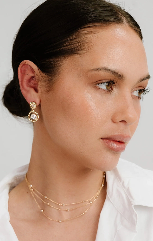 Organic Shape Crystal Earrings