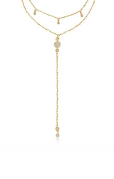 Carmine Layered Crystal Lariat Necklace