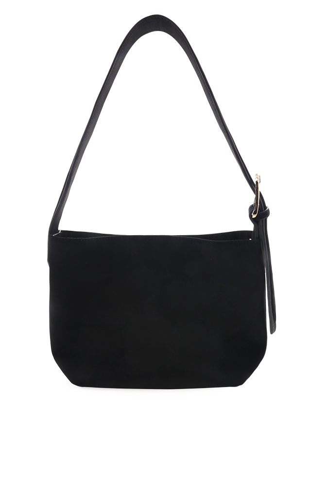 FREYA SHOULDER BAG IN BLACK SUEDE