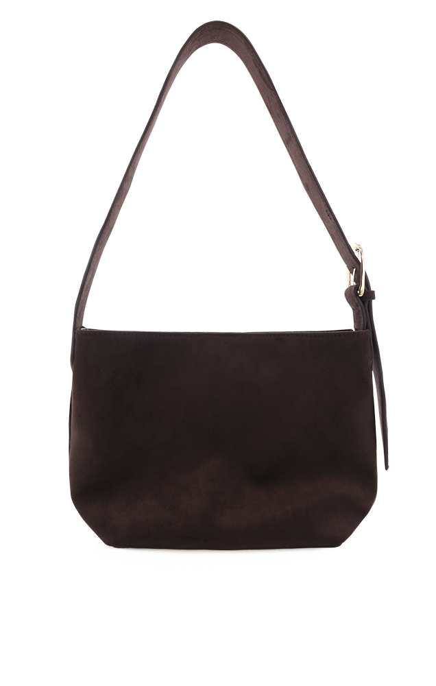 FREYA SHOULDER BAG IN DARK CACAO SUEDE