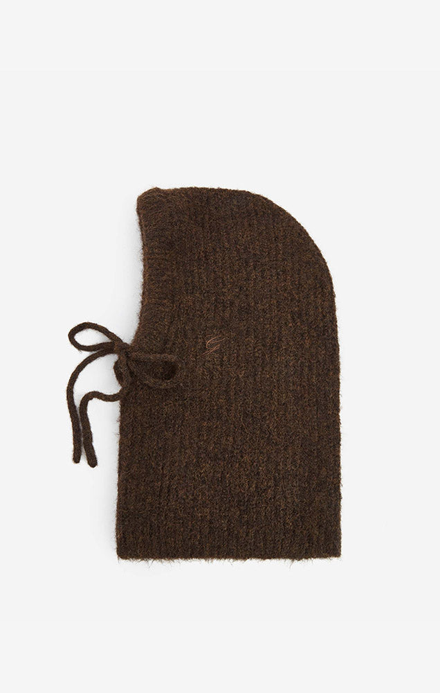 Samourai Wool Blend Balaclava in Chocolate