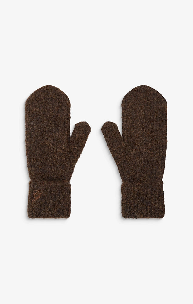 Acajou Wool Blend Mittens in Chocolate