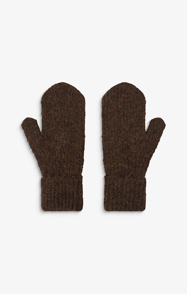 Acajou Wool Blend Mittens in Chocolate