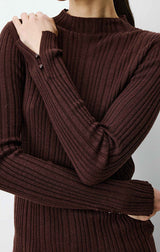 Aloe High-Neck Long-Sleeve Knit Sweater