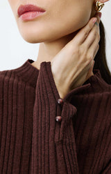 Aloe High-Neck Long-Sleeve Knit Sweater