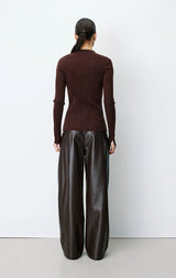 Aloe High-Neck Long-Sleeve Knit Sweater