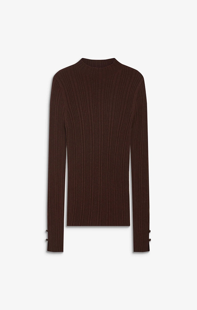 Aloe High-Neck Long-Sleeve Knit Sweater