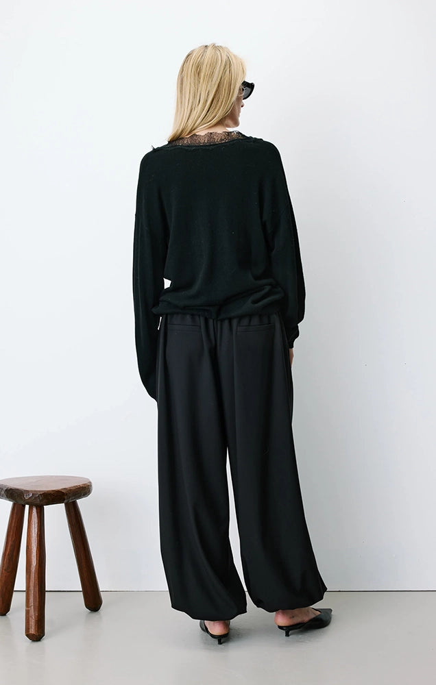 Augustin Knit Sweater with Lace V-Neck