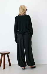 Augustin Knit Sweater with Lace V-Neck