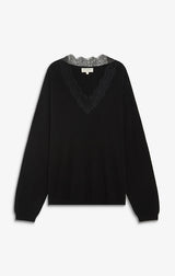 Augustin Knit Sweater with Lace V-Neck
