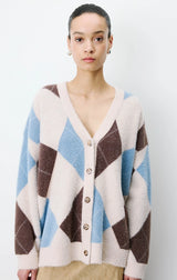 Alexan Argyle V-Neck Cardigan
