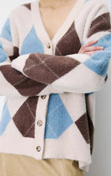 Alexan Argyle V-Neck Cardigan