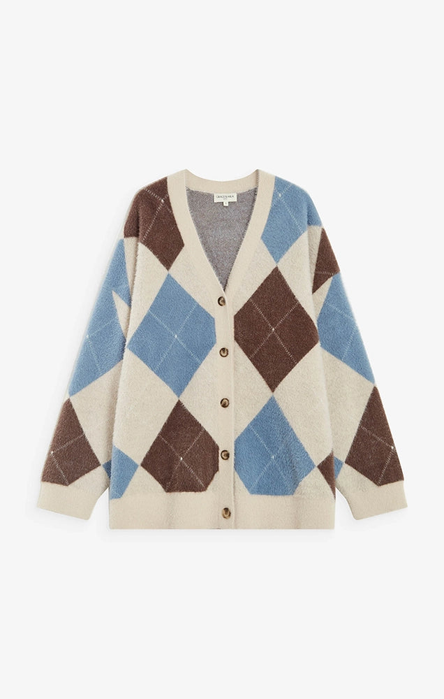 Alexan Argyle V-Neck Cardigan
