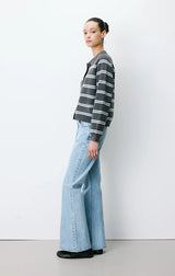 Ardenis Striped Cardigan with Shirt Collar