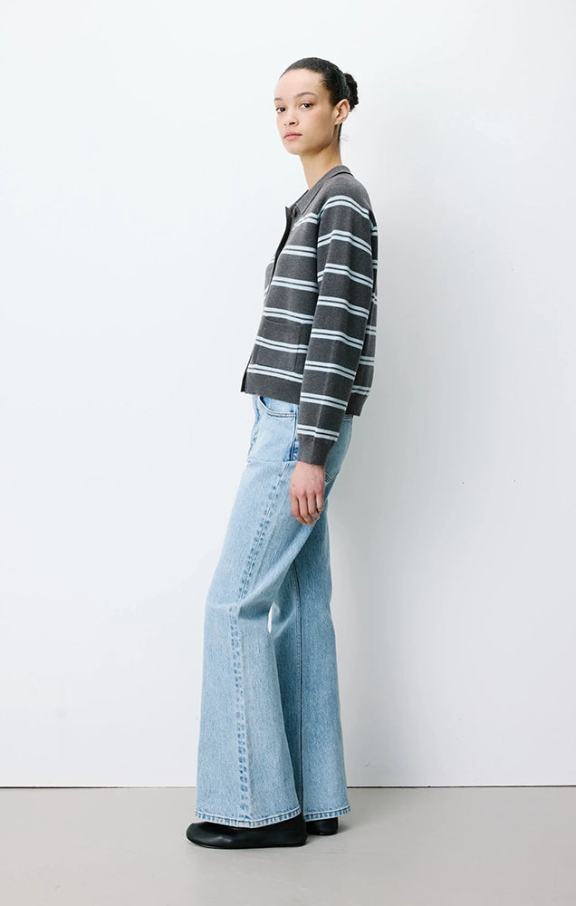 Ardenis Striped Cardigan with Shirt Collar