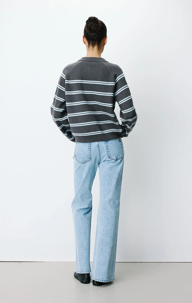 Ardenis Striped Cardigan with Shirt Collar