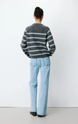 Ardenis Striped Cardigan with Shirt Collar