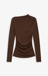 Aurygny Long-Sleeve Asymmetric Draped Top