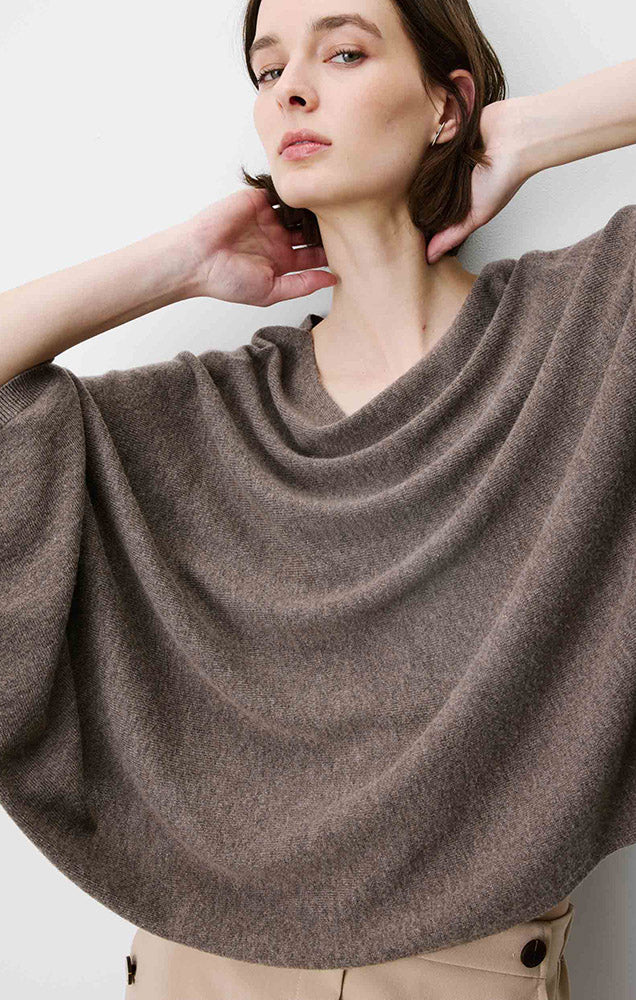 Adela Boatneck Poncho Sweater