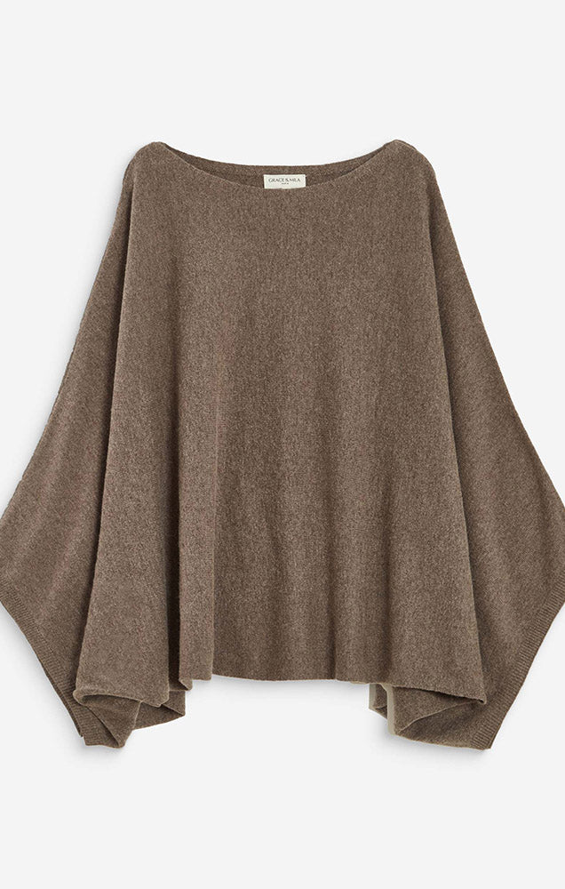 Adela Boatneck Poncho Sweater