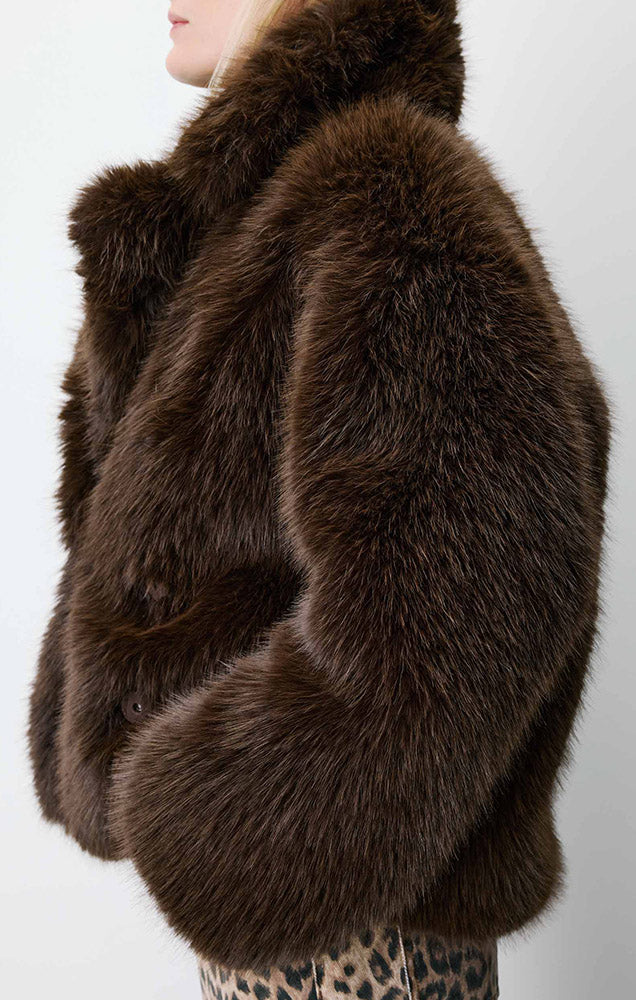 Amy Double Breasted Faux Fur Coat
