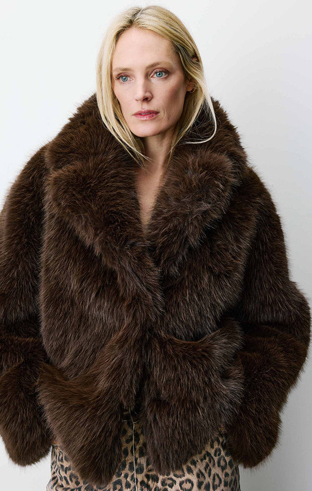Amy Double Breasted Faux Fur Coat