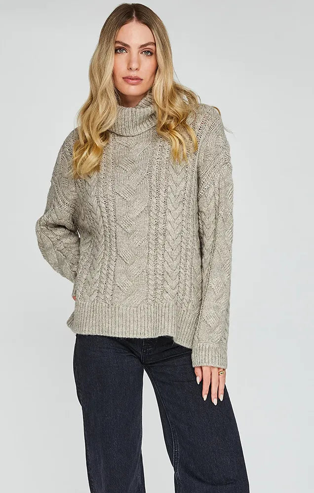 MARNIE PULLOVER SWEATER IN HEATHER PUMICE
