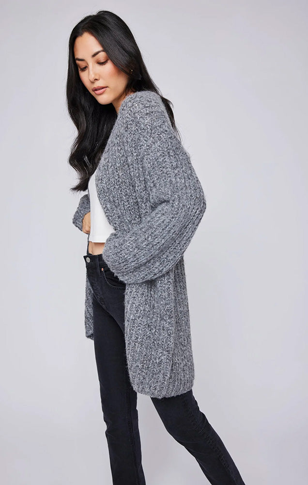 ENID CARDIGAN IN HEATHER CHARCOAL
