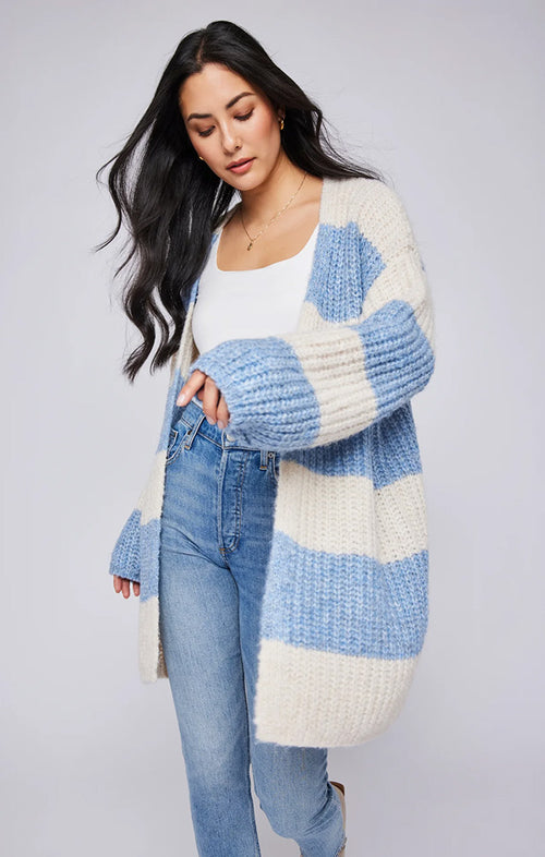 GENTLE FAWN ENID CARDIGAN IN SKY STRIPE